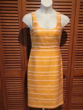 J. CREW SCOOP NECK MIDI DRESS IN A JACQUARD STRIPE